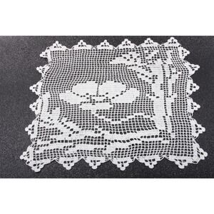 LOT, Crochet Tablecloths, Vintage, Rustic, Covers, Squares, White, Large Flower